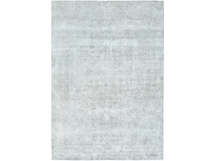 9'4" x 12'3" Vintage Hand Knotted Grey Wool Rectangle Oriental Rug - MOA10282340