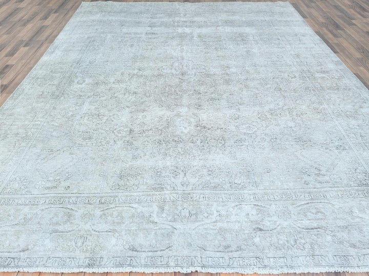 9'4" x 12'3" Vintage Hand Knotted Grey Wool Rectangle Oriental Rug - MOA10282340