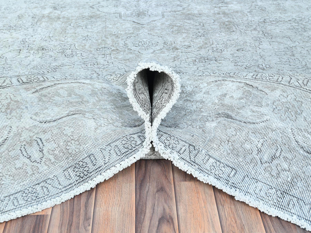 9'4" x 12'3" Vintage Hand Knotted Grey Wool Rectangle Oriental Rug - MOA10282340