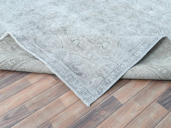 9'4" x 12'3" Vintage Hand Knotted Grey Wool Rectangle Oriental Rug - MOA10282340