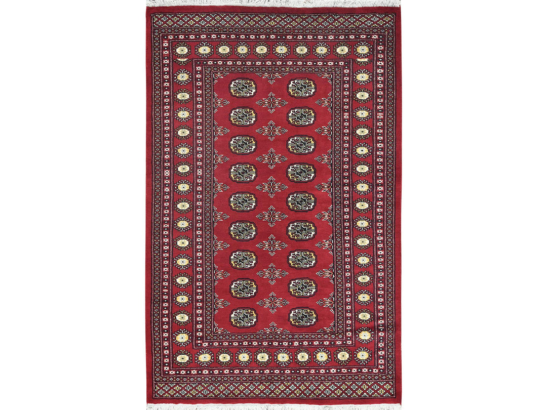 4'2" x 6'6" New Hand Knotted Red Wool Rectangle Oriental Rug - MOA10282415