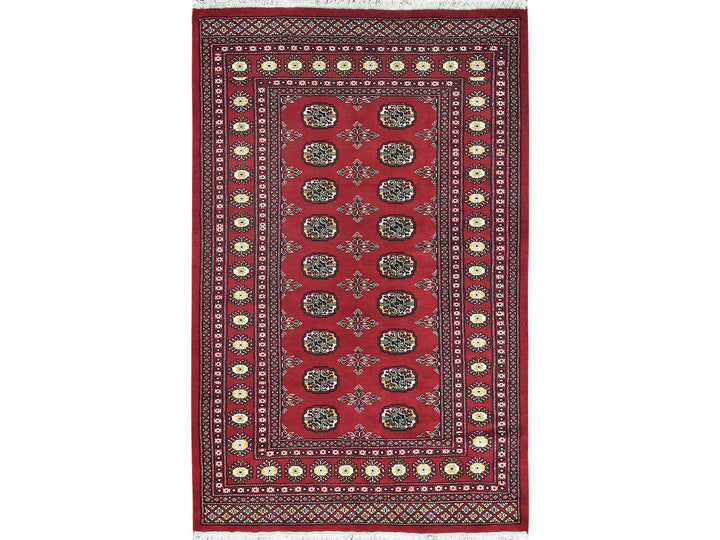 4'2" x 6'6" New Hand Knotted Red Wool Rectangle Oriental Rug - MOA10282415