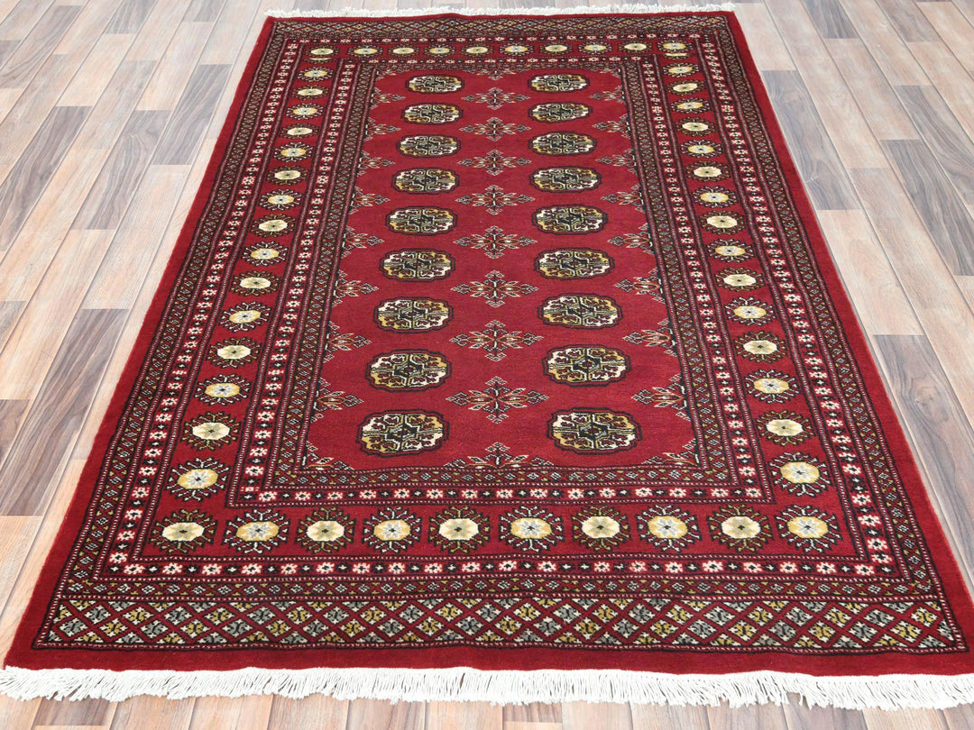 4'2" x 6'6" New Hand Knotted Red Wool Rectangle Oriental Rug - MOA10282415