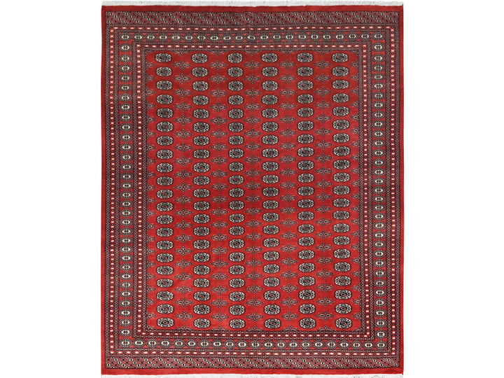 8'1" x 9'9" New Hand Knotted Red Wool Rectangle Oriental Rug - MOA10282434