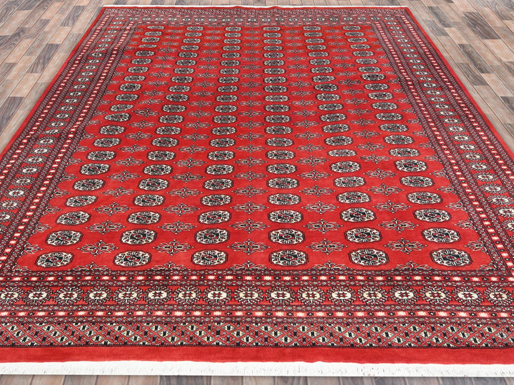 8'1" x 9'9" New Hand Knotted Red Wool Rectangle Oriental Rug - MOA10282434