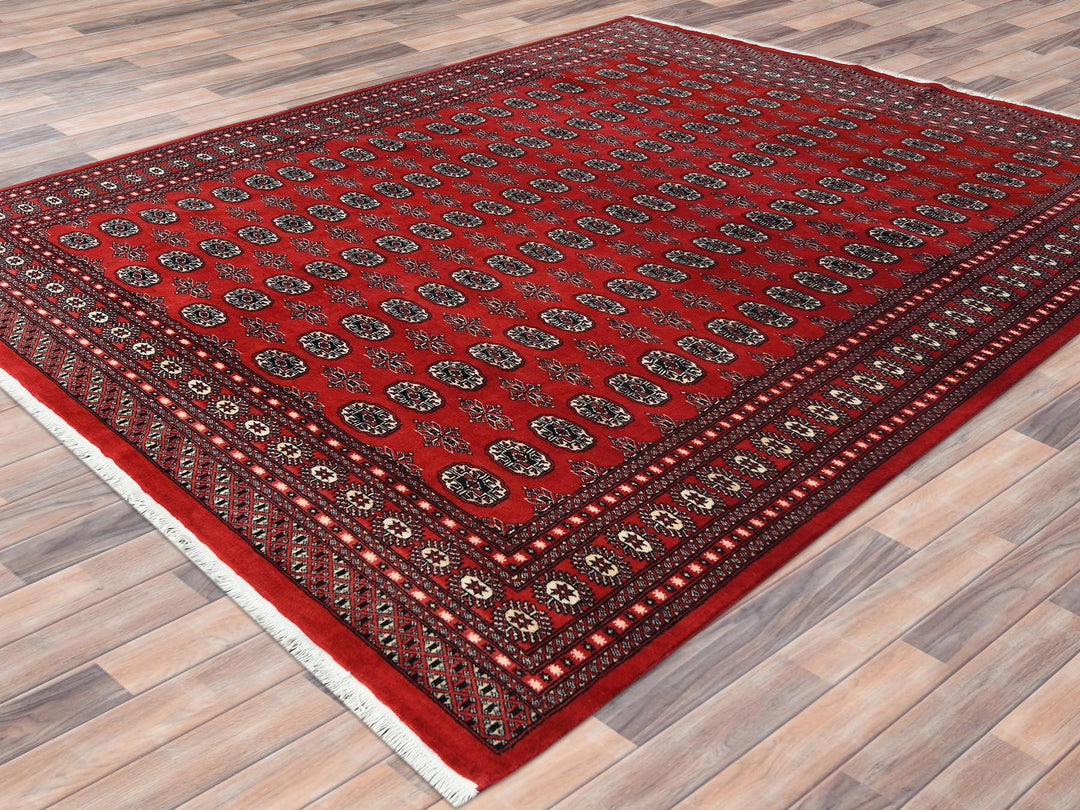 8'1" x 9'9" New Hand Knotted Red Wool Rectangle Oriental Rug - MOA10282434