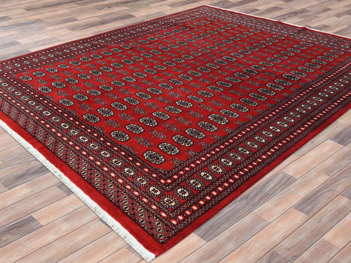 8'1" x 9'9" New Hand Knotted Red Wool Rectangle Oriental Rug - MOA10282434