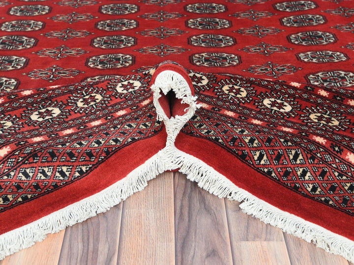 8'1" x 9'9" New Hand Knotted Red Wool Rectangle Oriental Rug - MOA10282434