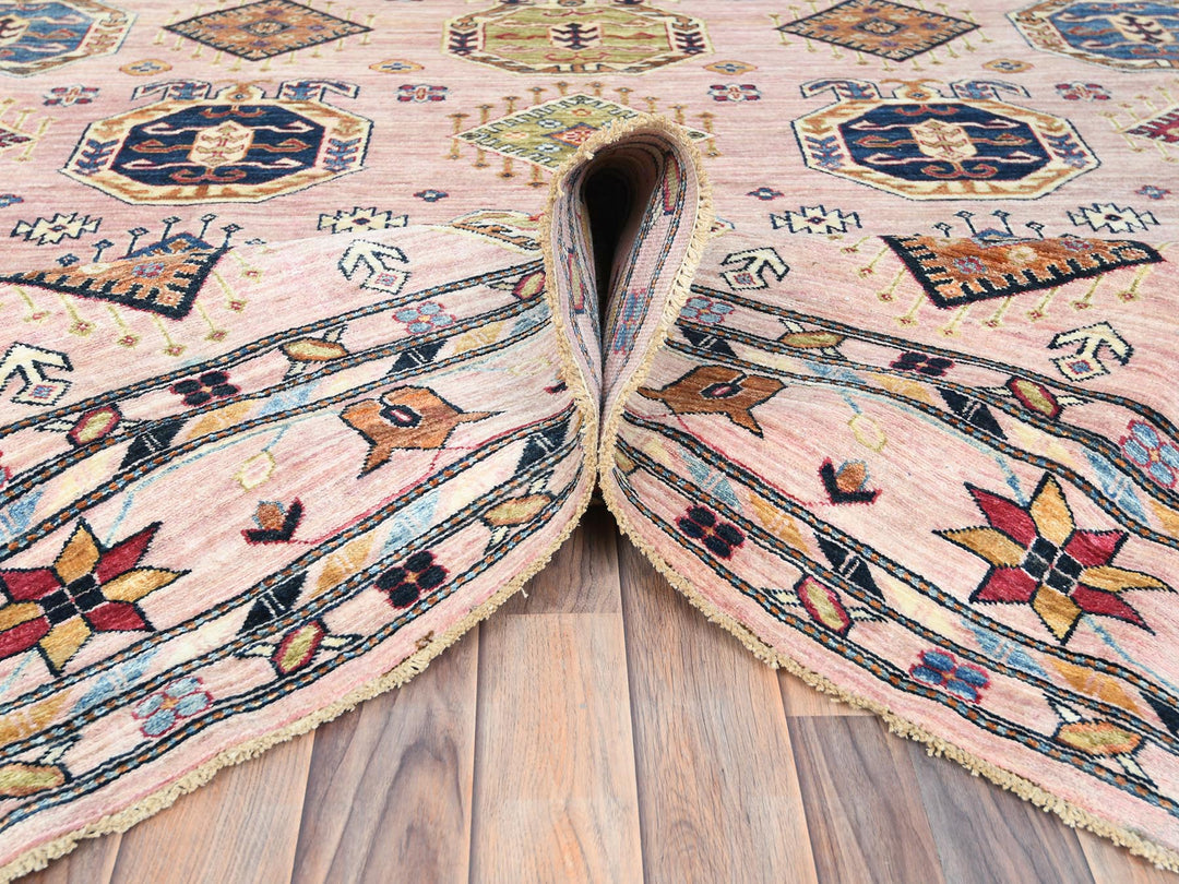 8'9" x 11'9" New Hand Knotted Pink Wool Rectangle Oriental Rug - MOA10282439