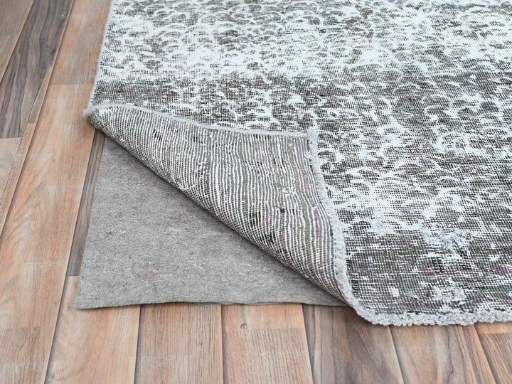 9'3" x 12'0" Vintage Hand Knotted Grey Wool Rectangle Oriental Rug - MOA10282544