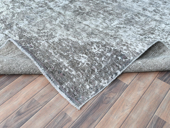 9'3" x 12'0" Vintage Hand Knotted Grey Wool Rectangle Oriental Rug - MOA10282544