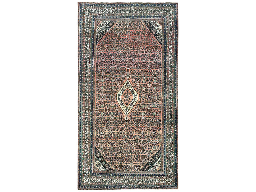 11'2" x 21'2" Vintage Hand Knotted Orange Wool Runner Oriental Rug - MOA10282548