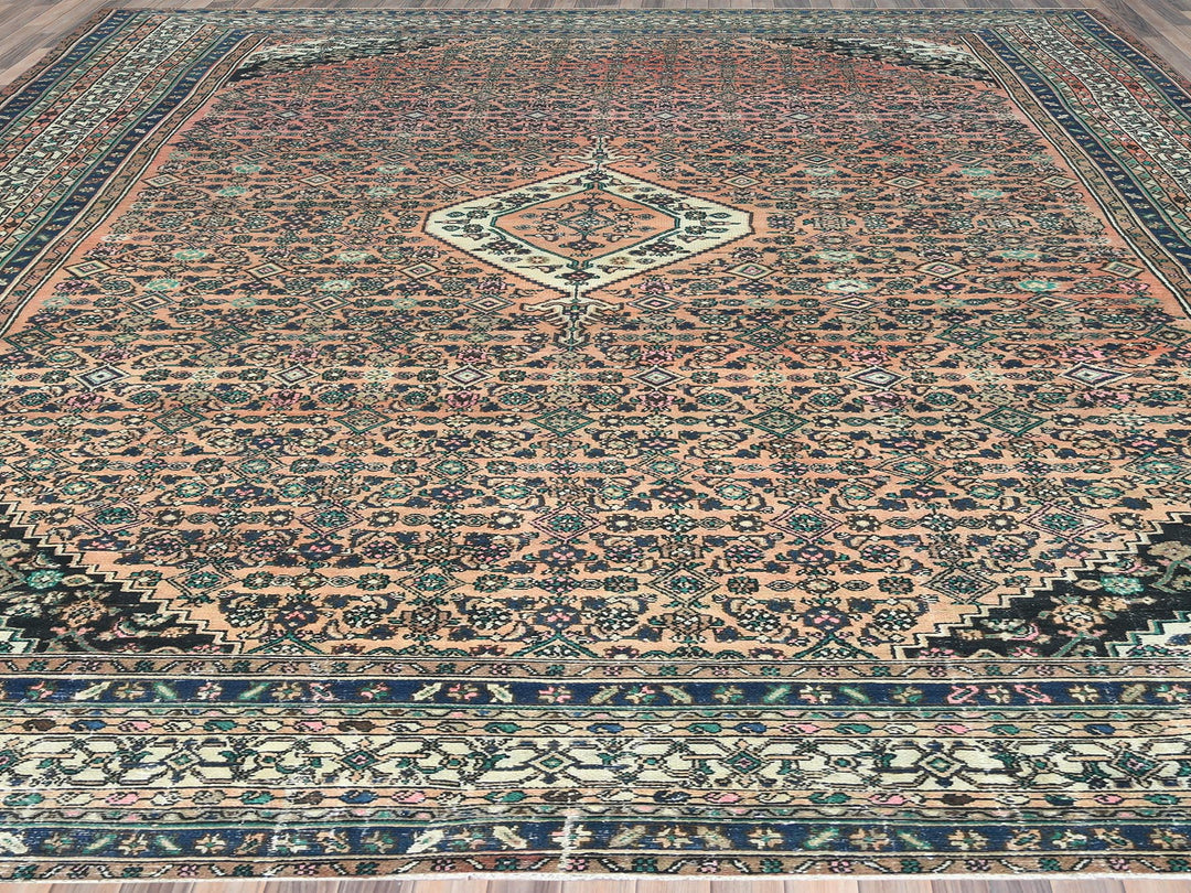 11'2" x 21'2" Vintage Hand Knotted Orange Wool Runner Oriental Rug - MOA10282548