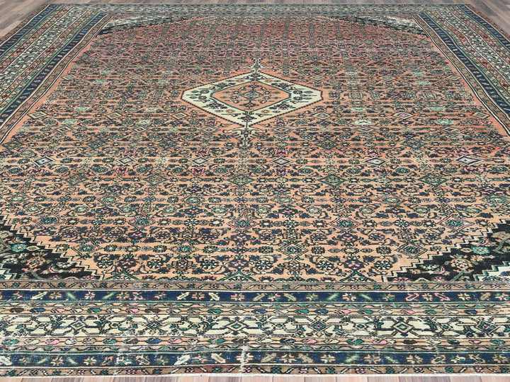 11'2" x 21'2" Vintage Hand Knotted Orange Wool Runner Oriental Rug - MOA10282548
