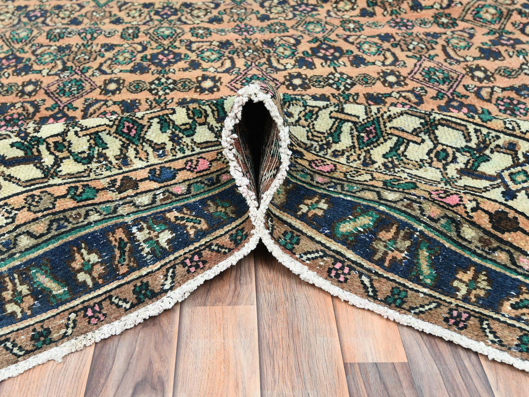 11'2" x 21'2" Vintage Hand Knotted Orange Wool Runner Oriental Rug - MOA10282548