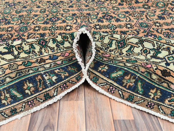 11'2" x 21'2" Vintage Hand Knotted Orange Wool Runner Oriental Rug - MOA10282548