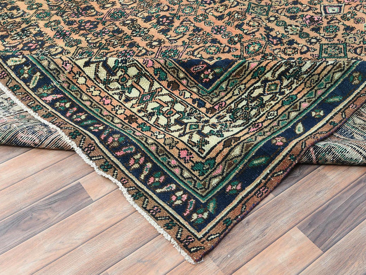 11'2" x 21'2" Vintage Hand Knotted Orange Wool Runner Oriental Rug - MOA10282548