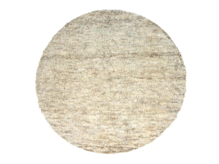 13'6" x 13'5" New Hand Knotted Beige Wool Round Oriental Rug - MOA10282563