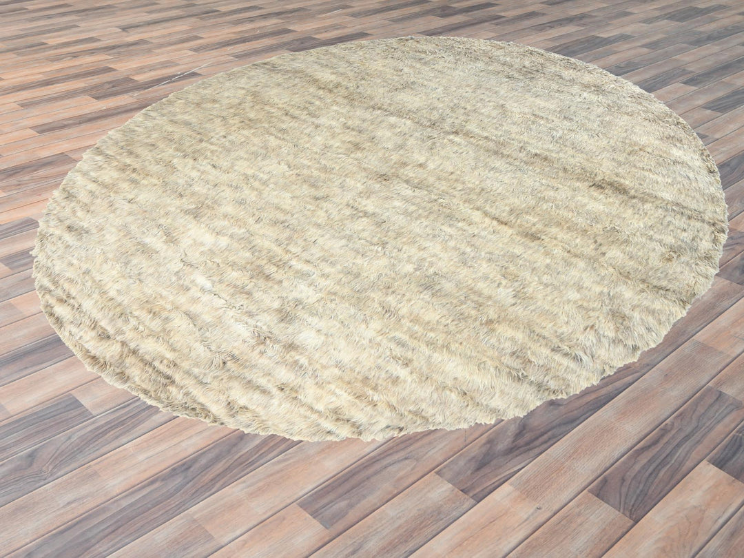 13'6" x 13'5" New Hand Knotted Beige Wool Round Oriental Rug - MOA10282563