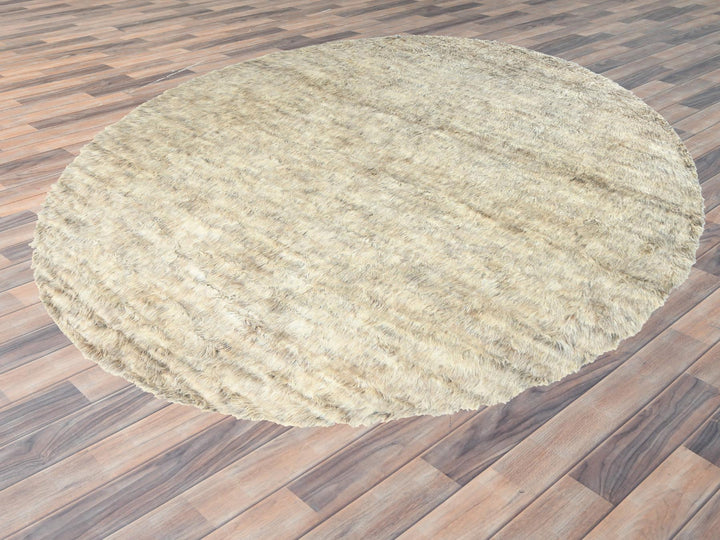 13'6" x 13'5" New Hand Knotted Beige Wool Round Oriental Rug - MOA10282563