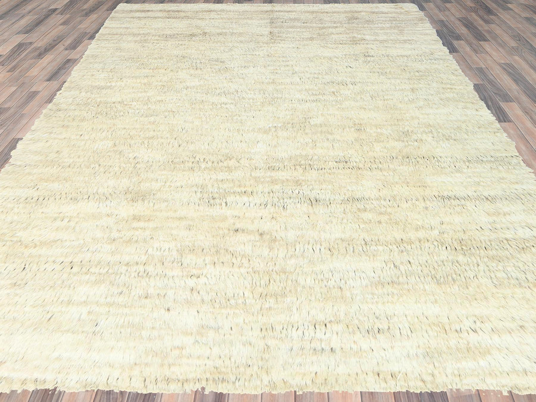 10'1" x 14'1" New Hand Knotted Beige Wool Rectangle Oriental Rug - MOA10282565