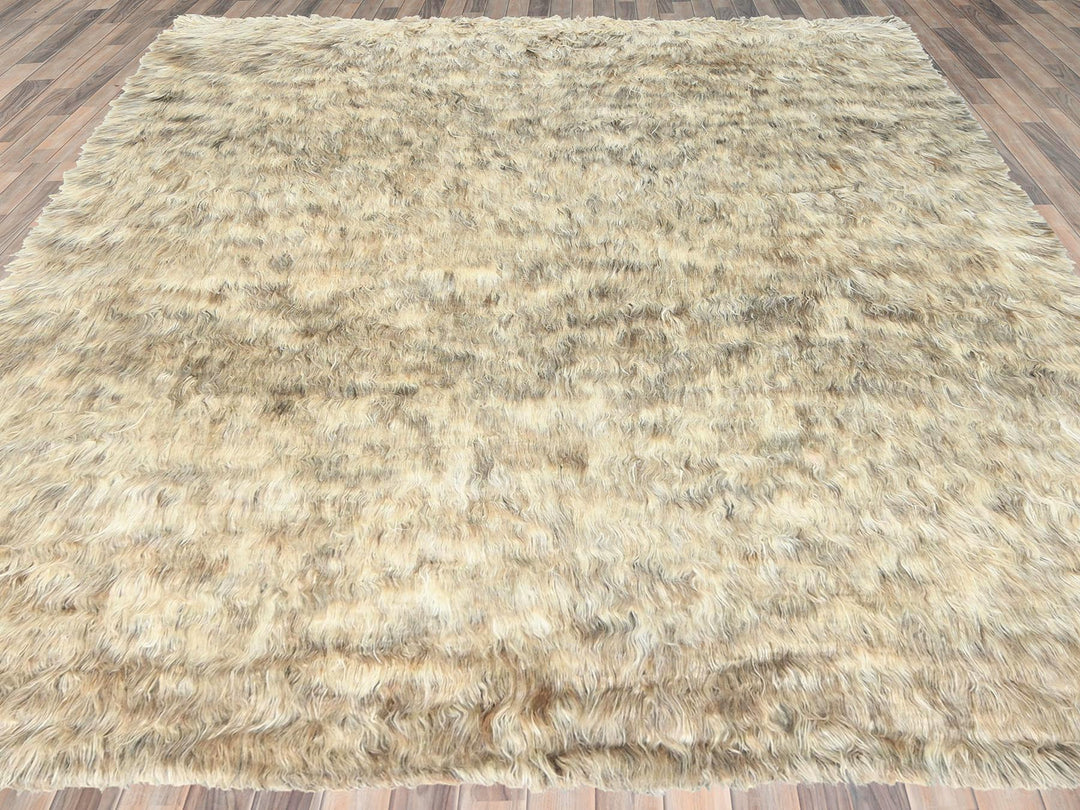 9'0" x 9'0" New Hand Knotted Beige Wool Square Oriental Rug - MOA10282566