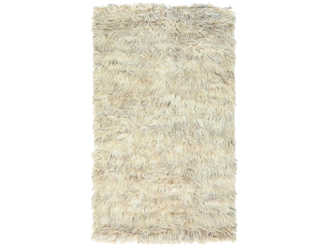 3'1" x 5'3" New Hand Knotted Beige Wool Rectangle Oriental Rug - MOA10282570