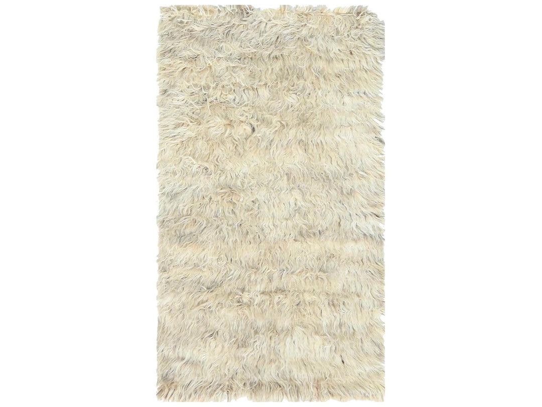 3'0" x 5'4" New Hand Knotted Beige Wool Rectangle Oriental Rug - MOA10282572