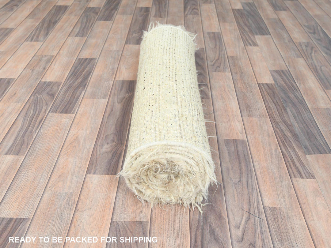 2'7" x 10'1" New Hand Knotted Beige Wool Runner Oriental Rug - MOA10282573