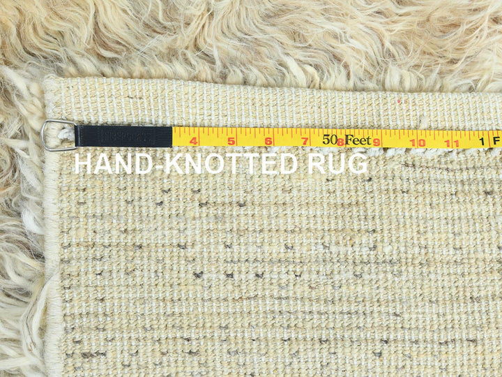 2'7" x 10'1" New Hand Knotted Beige Wool Runner Oriental Rug - MOA10282573
