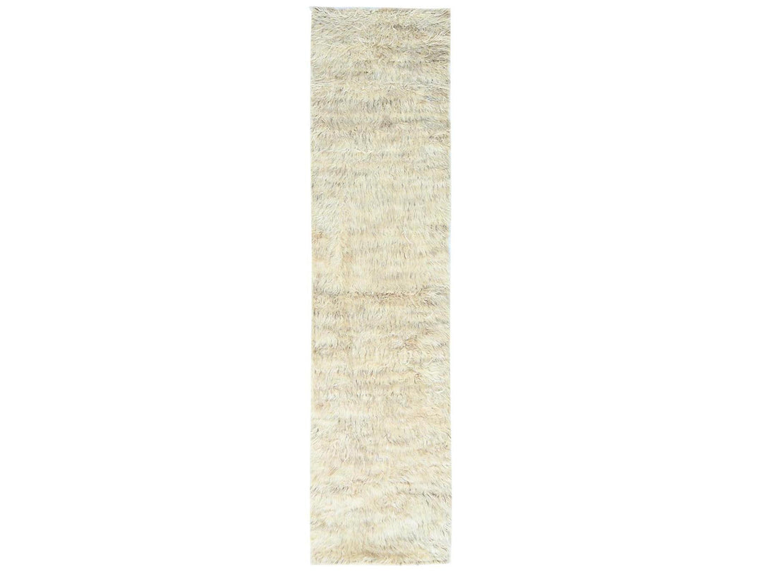 2'6" x 10'0" New Hand Knotted Beige Wool Runner Oriental Rug - MOA10282574