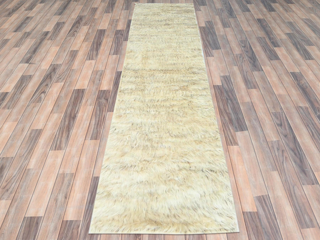 2'6" x 10'0" New Hand Knotted Beige Wool Runner Oriental Rug - MOA10282574