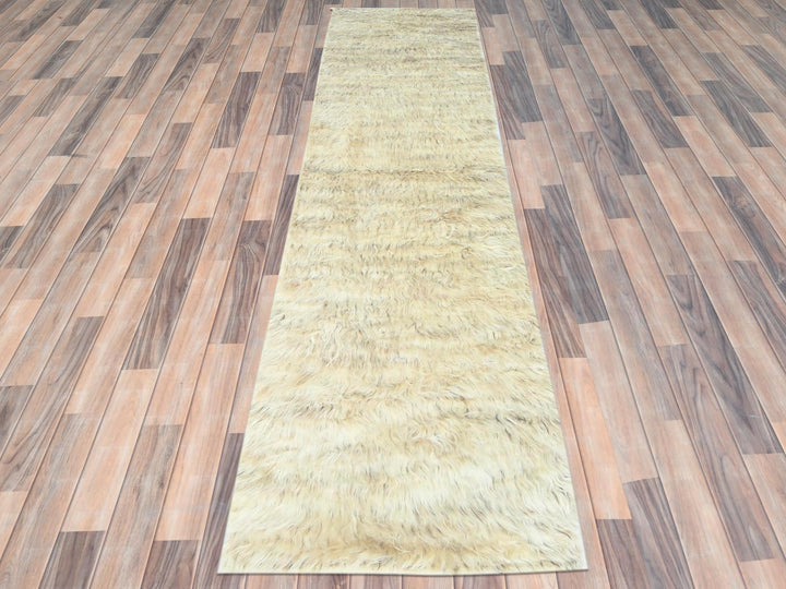 2'6" x 10'0" New Hand Knotted Beige Wool Runner Oriental Rug - MOA10282574