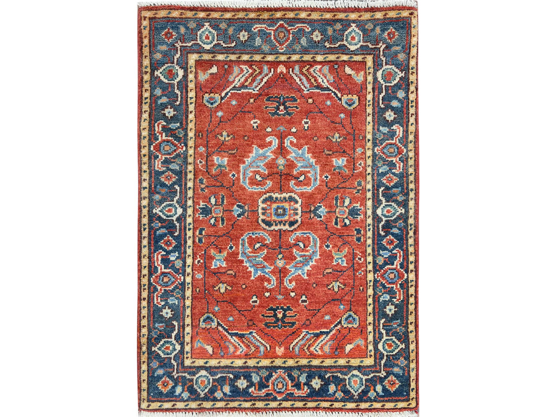 2'0" x 2'10" New Hand Knotted Red Wool Rectangle Oriental Rug - MOA10282631