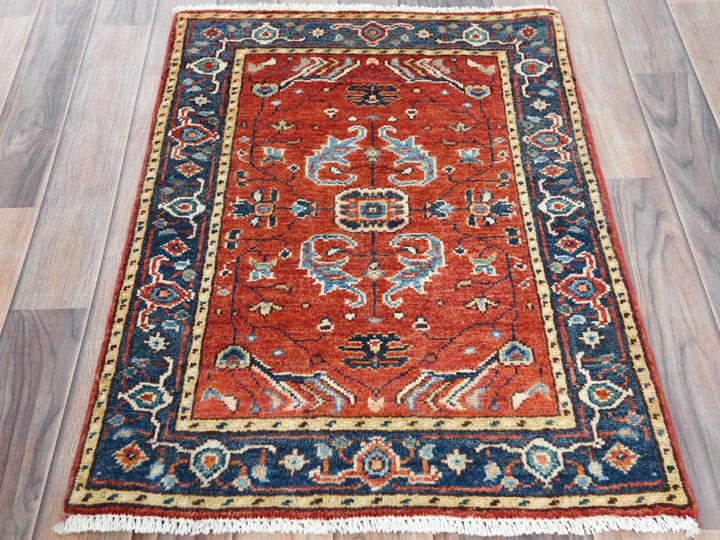 2'0" x 2'10" New Hand Knotted Red Wool Rectangle Oriental Rug - MOA10282631