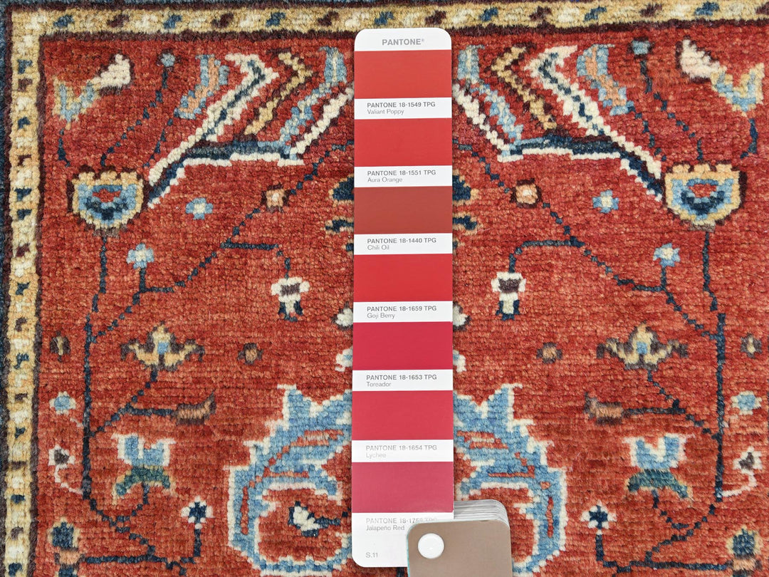 2'0" x 2'10" New Hand Knotted Red Wool Rectangle Oriental Rug - MOA10282631
