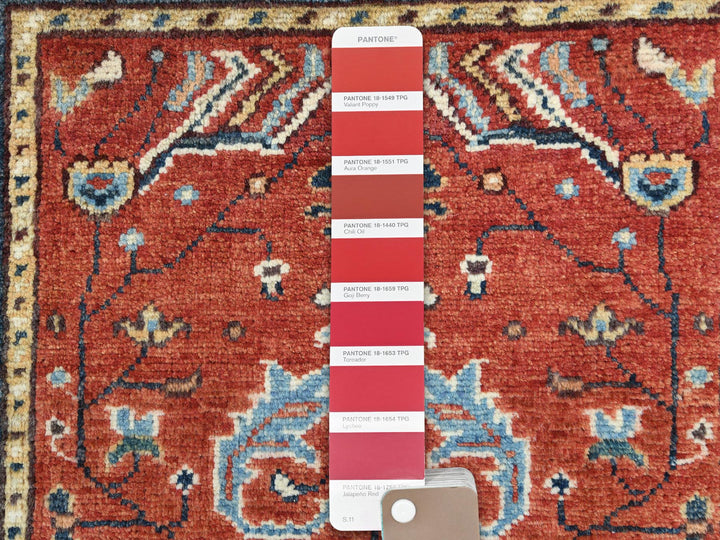 2'0" x 2'10" New Hand Knotted Red Wool Rectangle Oriental Rug - MOA10282631