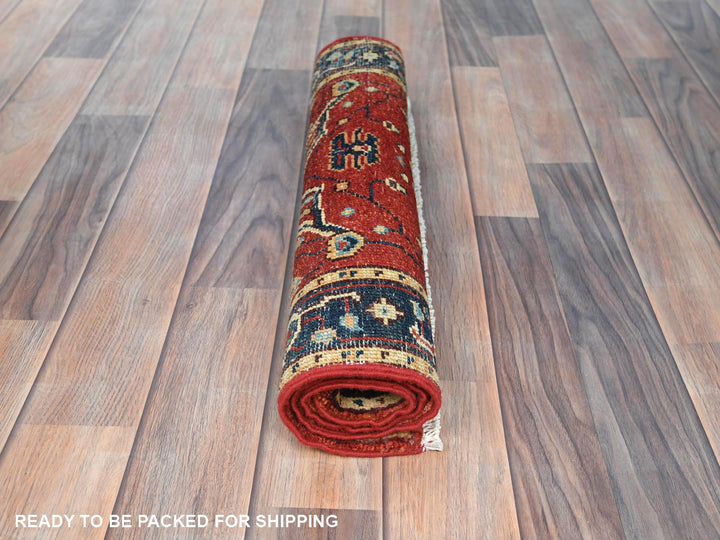 2'0" x 2'10" New Hand Knotted Red Wool Rectangle Oriental Rug - MOA10282631