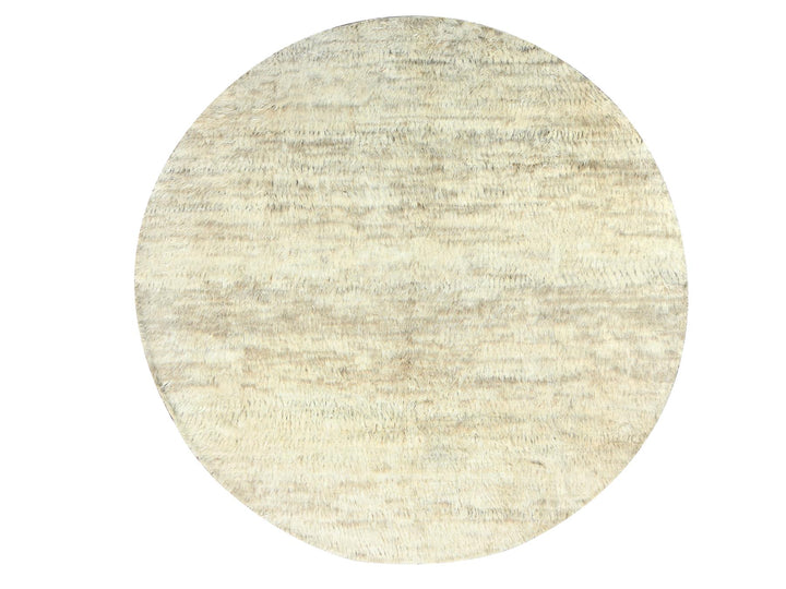 12'0" x 12'1" New Hand Knotted Beige Wool Round Oriental Rug - MOA10282658