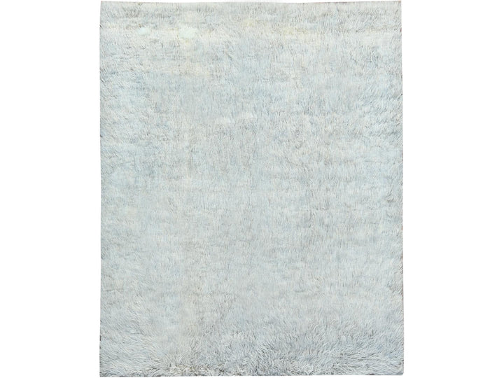 8'0" x 9'9" New Hand Knotted Grey Wool Rectangle Oriental Rug - MOA10282660