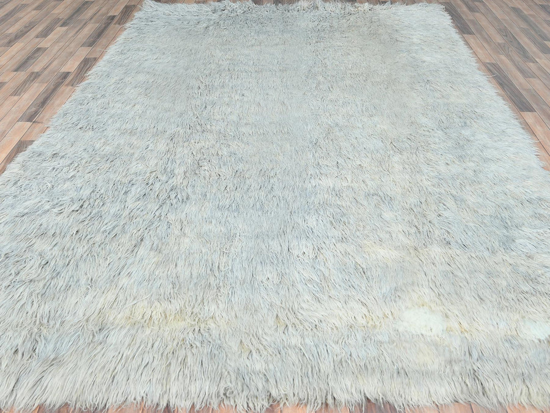 8'0" x 9'9" New Hand Knotted Grey Wool Rectangle Oriental Rug - MOA10282660