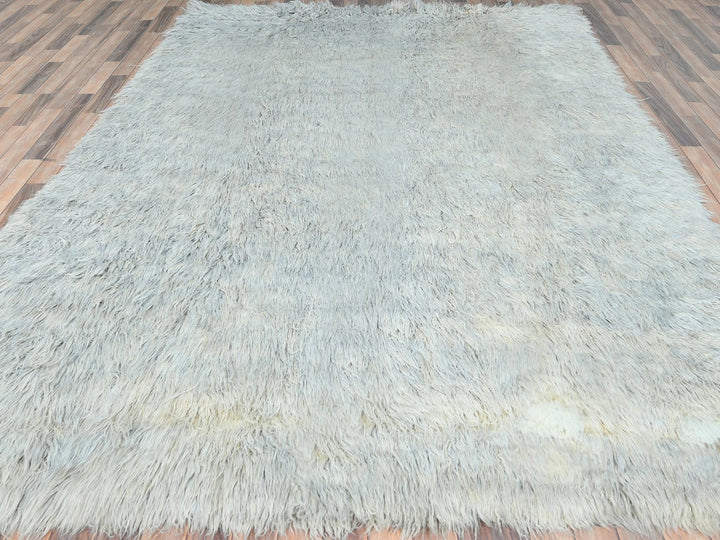 8'0" x 9'9" New Hand Knotted Grey Wool Rectangle Oriental Rug - MOA10282660