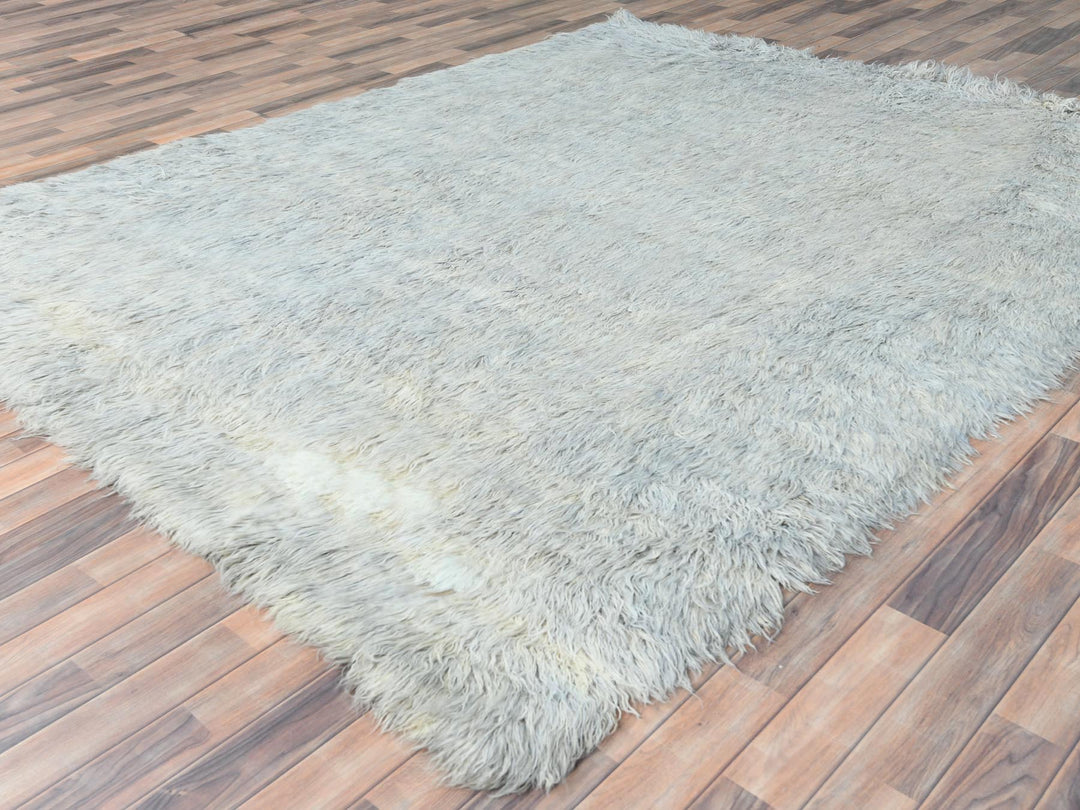 8'0" x 9'9" New Hand Knotted Grey Wool Rectangle Oriental Rug - MOA10282660