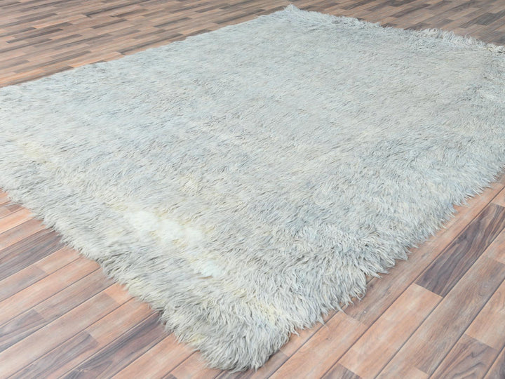 8'0" x 9'9" New Hand Knotted Grey Wool Rectangle Oriental Rug - MOA10282660