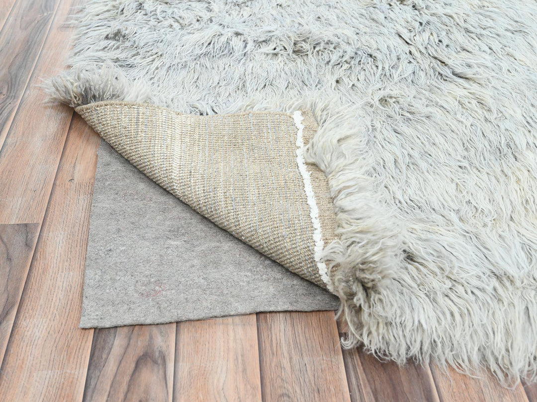 8'0" x 9'9" New Hand Knotted Grey Wool Rectangle Oriental Rug - MOA10282660