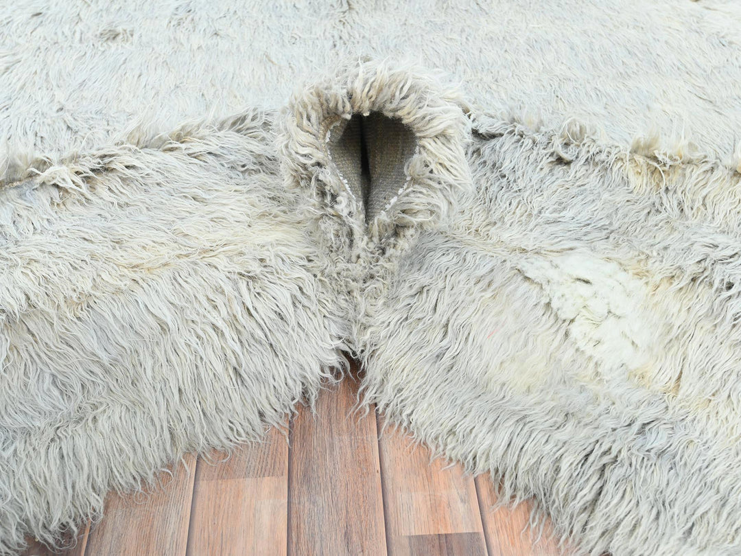 8'0" x 9'9" New Hand Knotted Grey Wool Rectangle Oriental Rug - MOA10282660