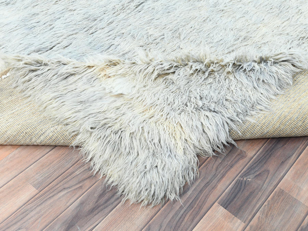 8'0" x 9'9" New Hand Knotted Grey Wool Rectangle Oriental Rug - MOA10282660