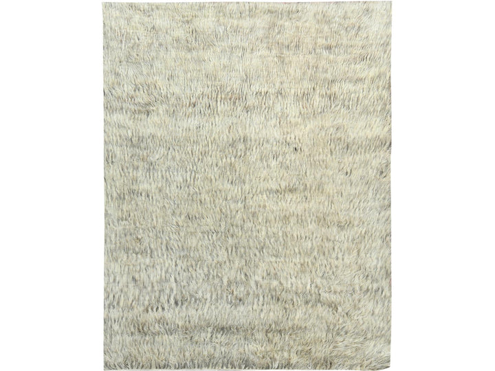 7'7" x 9'10" New Hand Knotted Grey Wool Rectangle Oriental Rug - MOA10282661