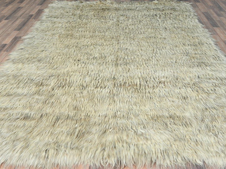 7'7" x 9'10" New Hand Knotted Grey Wool Rectangle Oriental Rug - MOA10282661