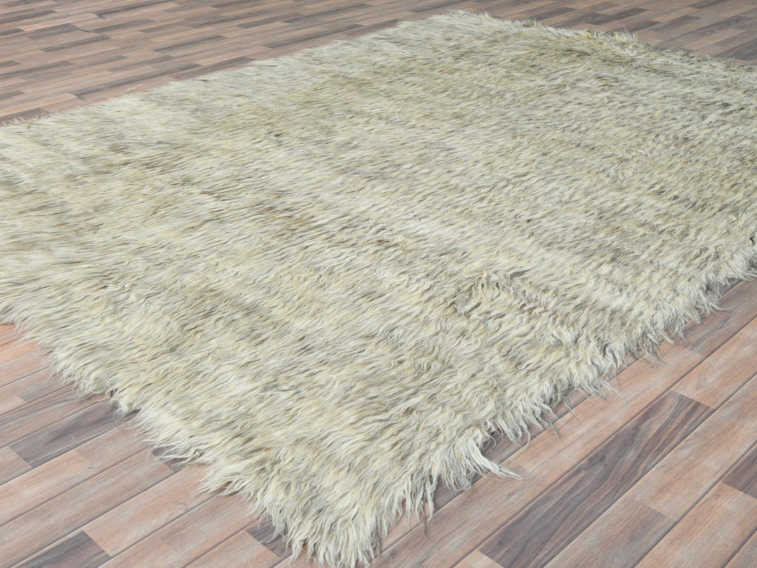 7'7" x 9'10" New Hand Knotted Grey Wool Rectangle Oriental Rug - MOA10282661